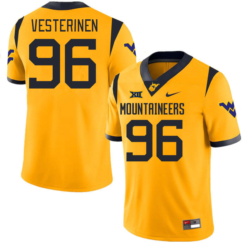 #96 Edward Vesterinen West Virginia Mountaineers College 2024 New Uniforms Football Jerseys Stitched Sale-Gold